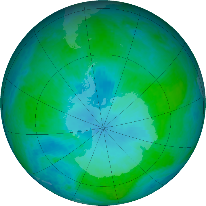 Antarctic ozone map for 29 January 2002